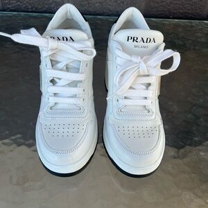 Prada White Lace-Up Sneakers